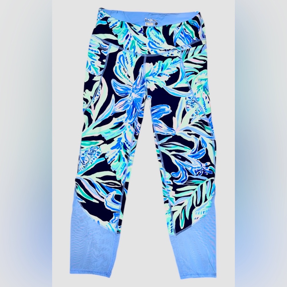Lilly Pulitzer Luxletic ready set go gecko weekender Blue White Leggings XS